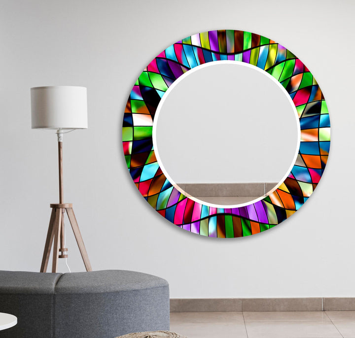 Stained Colored Blocks Wall Mirror Black Wall Mirror
