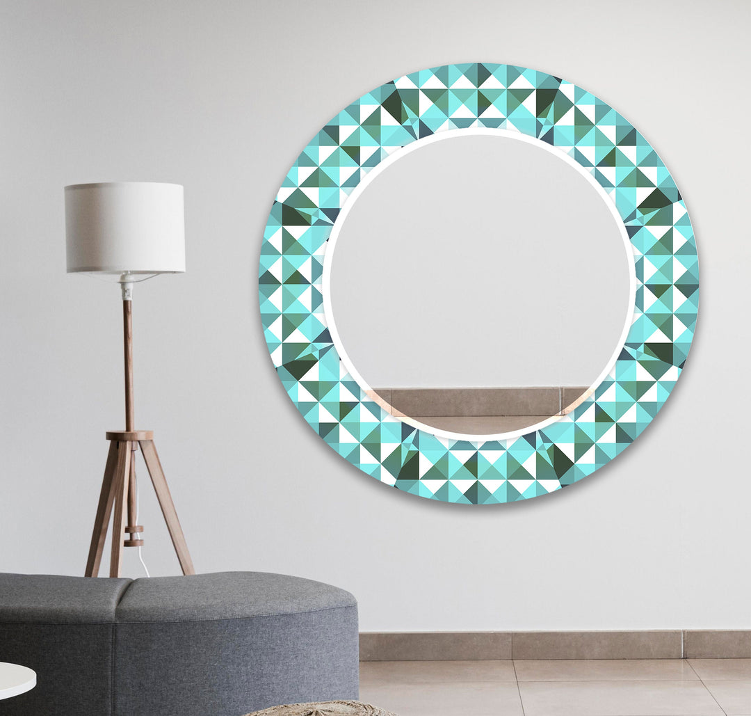 Turquoise Mosaic Round Wall Mirror gold mirror
