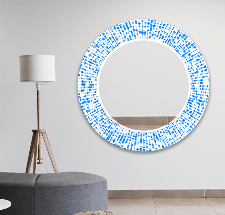 Abstract Round Blue & White Wall Mirror Huge Mirror
