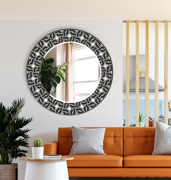 Black Round Wall Mirror Living Room Mirror
