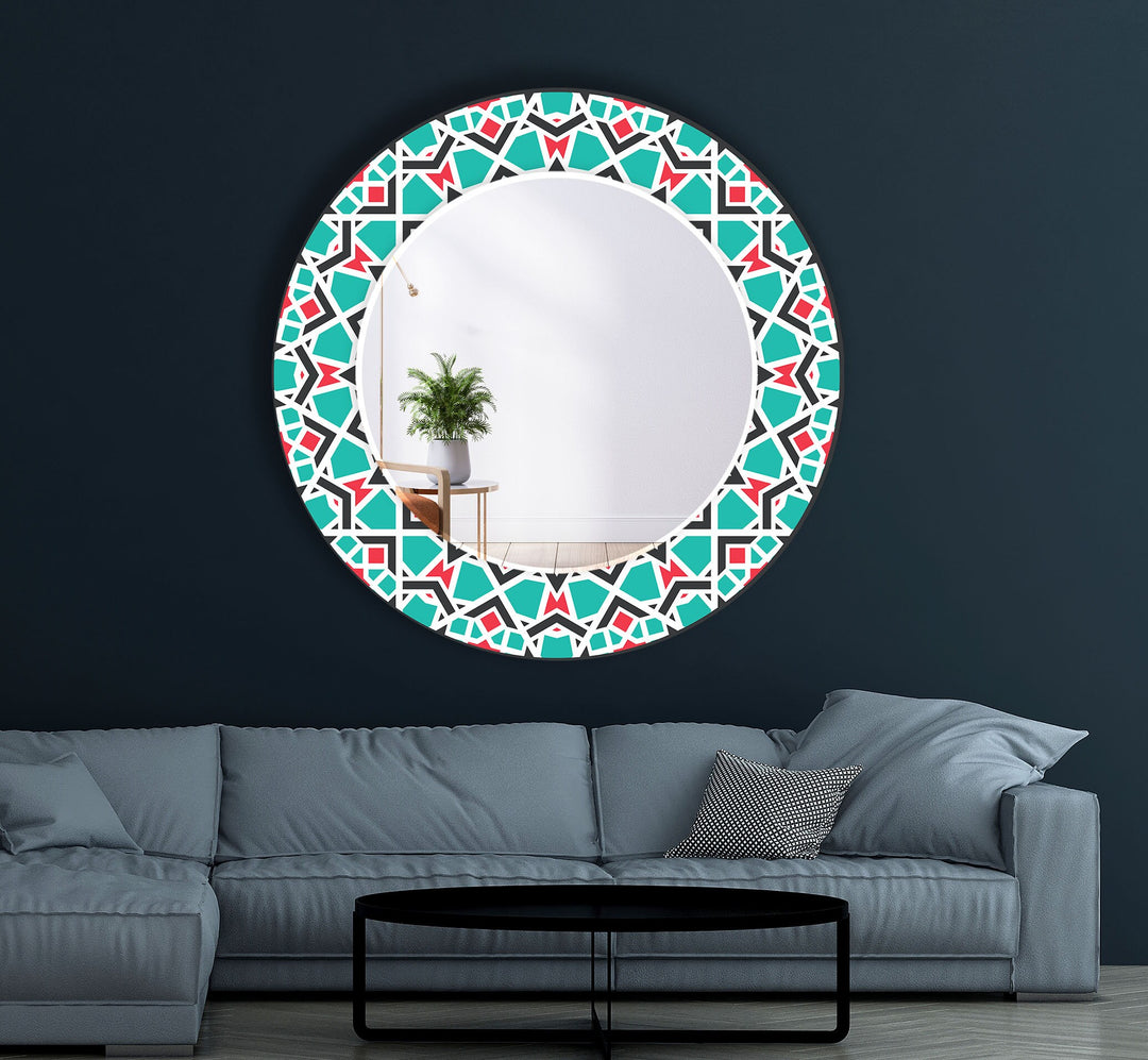 Mandala Green Round Wall Mirror Small Wall Mirror
