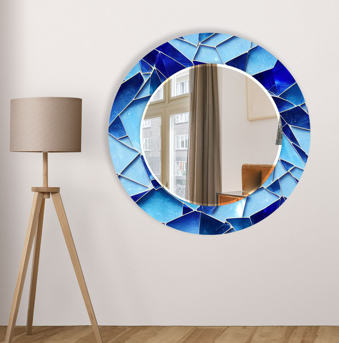 Stained Cracked Blue Wall Mirror big wall mirror
