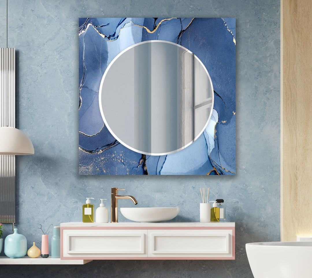 Abstract Blue Wall Mirrors big wall mirror
