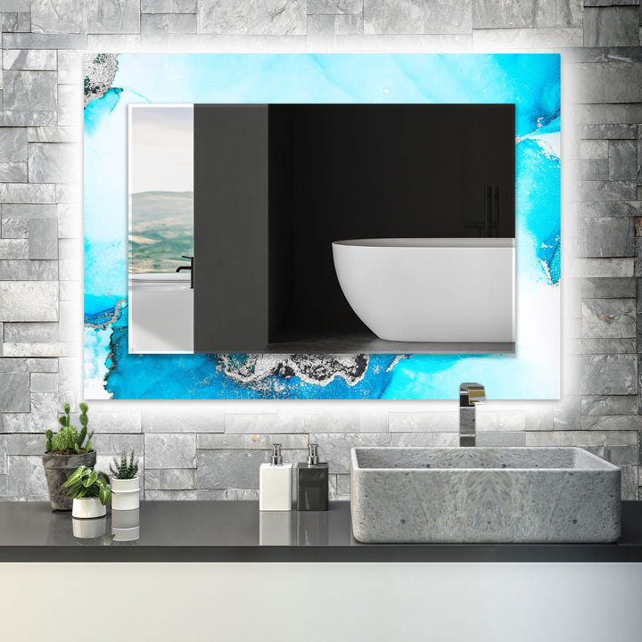 Blue and Silver Abstract Wall Mirror Blue Mirror
