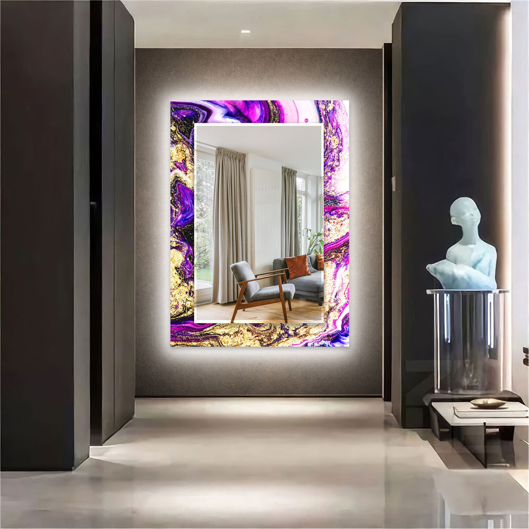 Pink & Purple Abstract Marble Wall Mirror huge wall mirror
