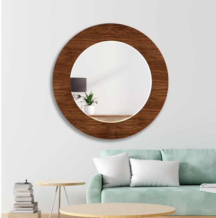 Dark Brown Wood Long Wall Mirror Decorative Mirror
