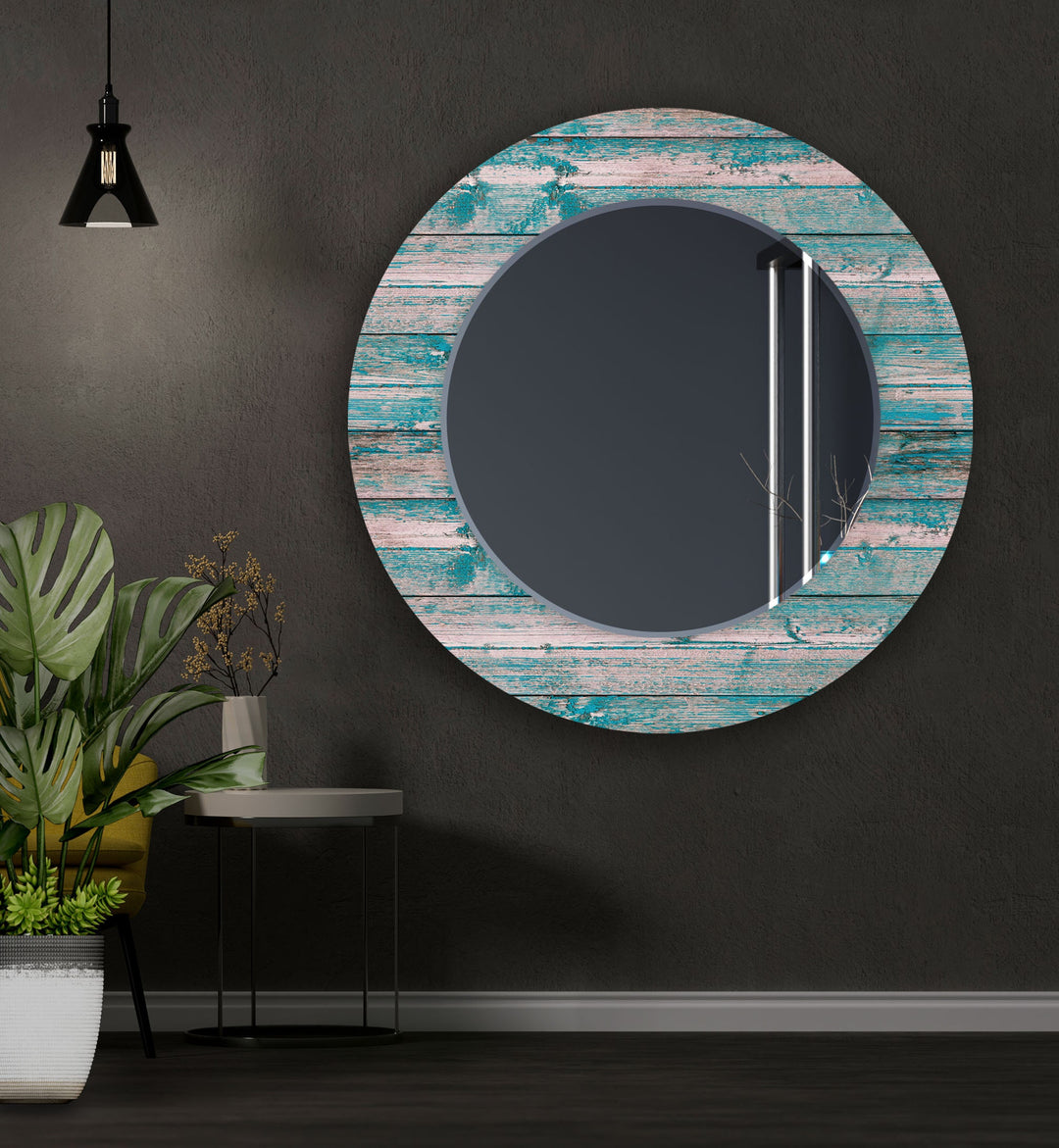 Blue Wooden Wall Mirror Square Wall Mirror
