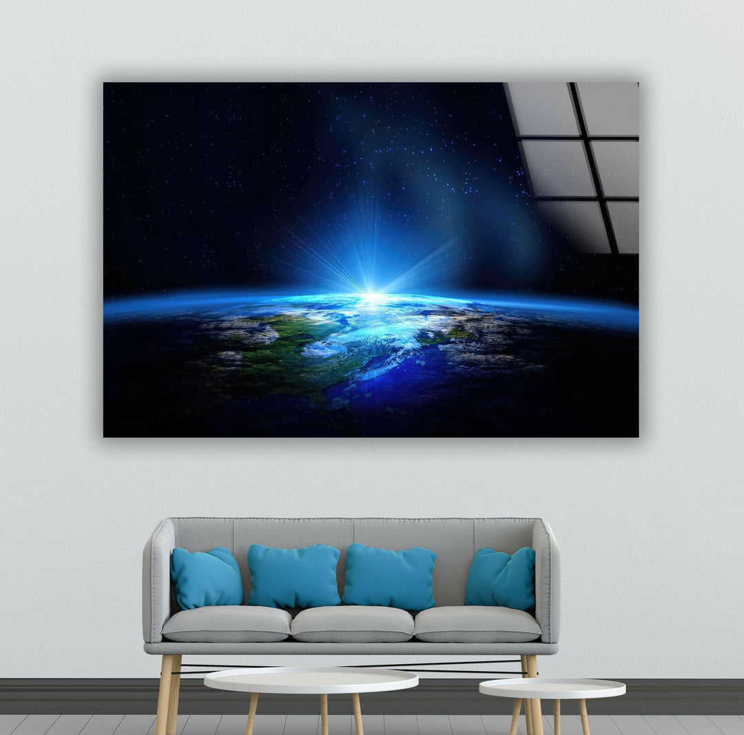 Planet Earth Glass Wall Art, glass art painting, glass art for the Wall