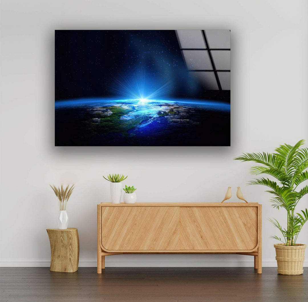 Planet Earth Glass Wall Art, photo print on glass, prints on glass wall art