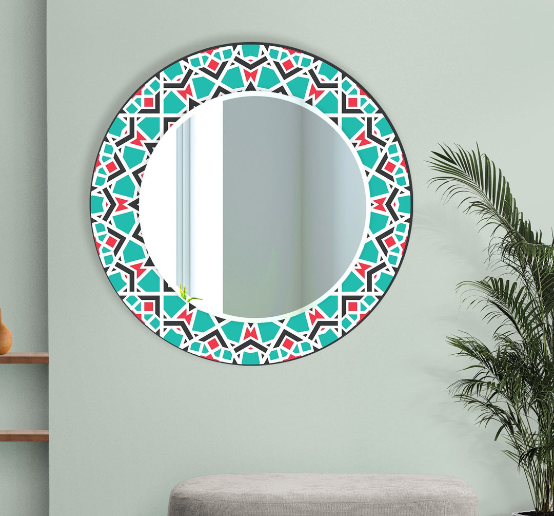 Mandala Green Round Wall Mirror Blue Mirror
