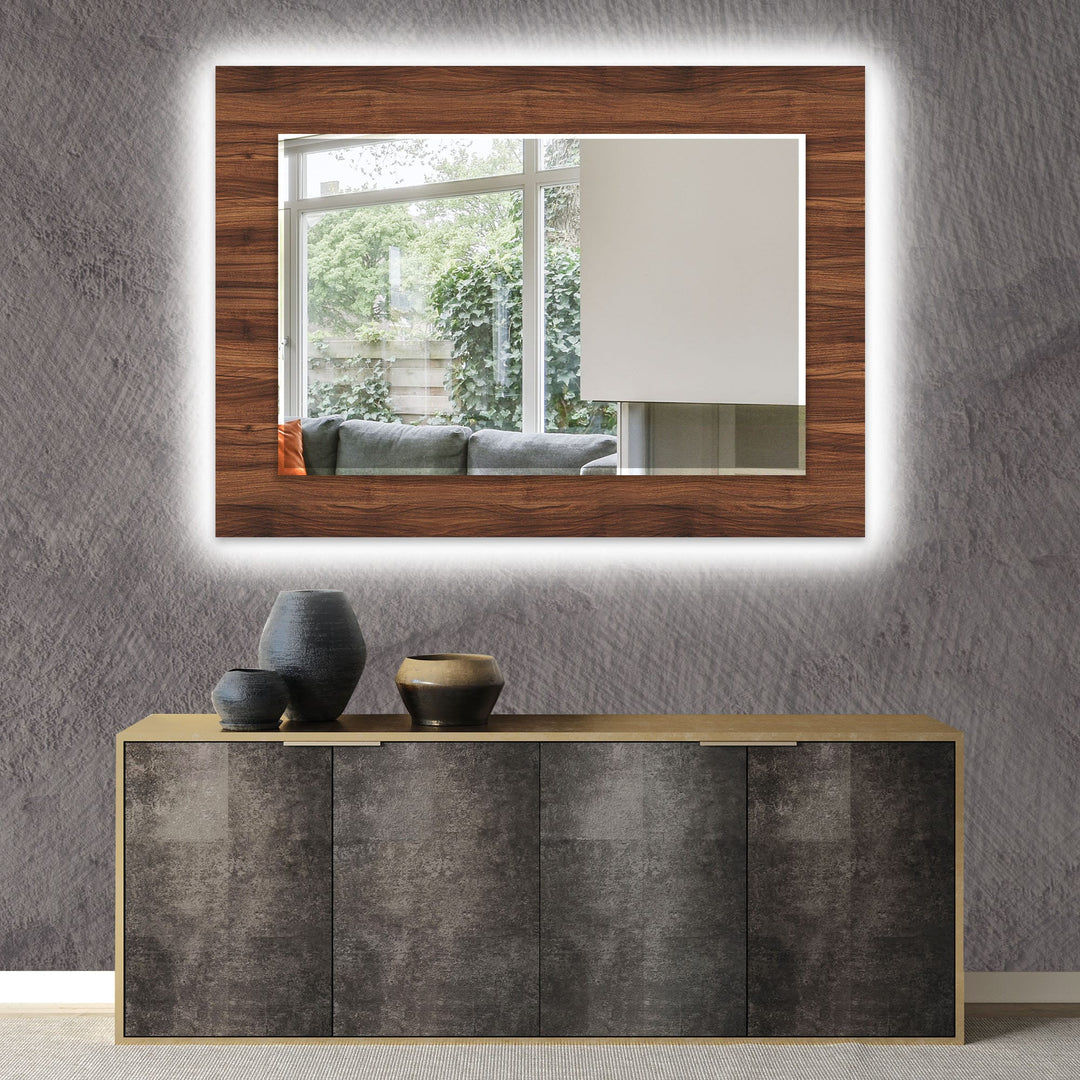 Dark Brown Wood Wall Mirrors white mirror
