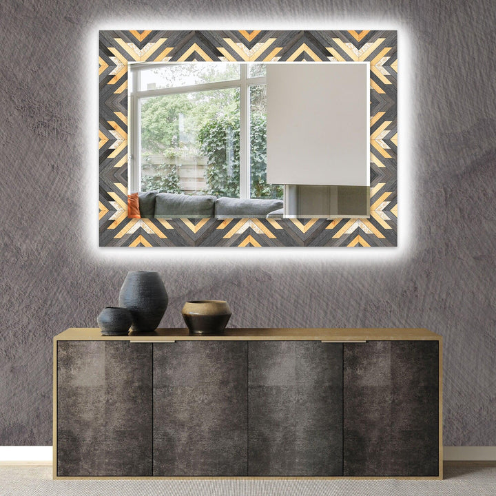 Wood Design Black Orange Wall Mirror backlit mirror
