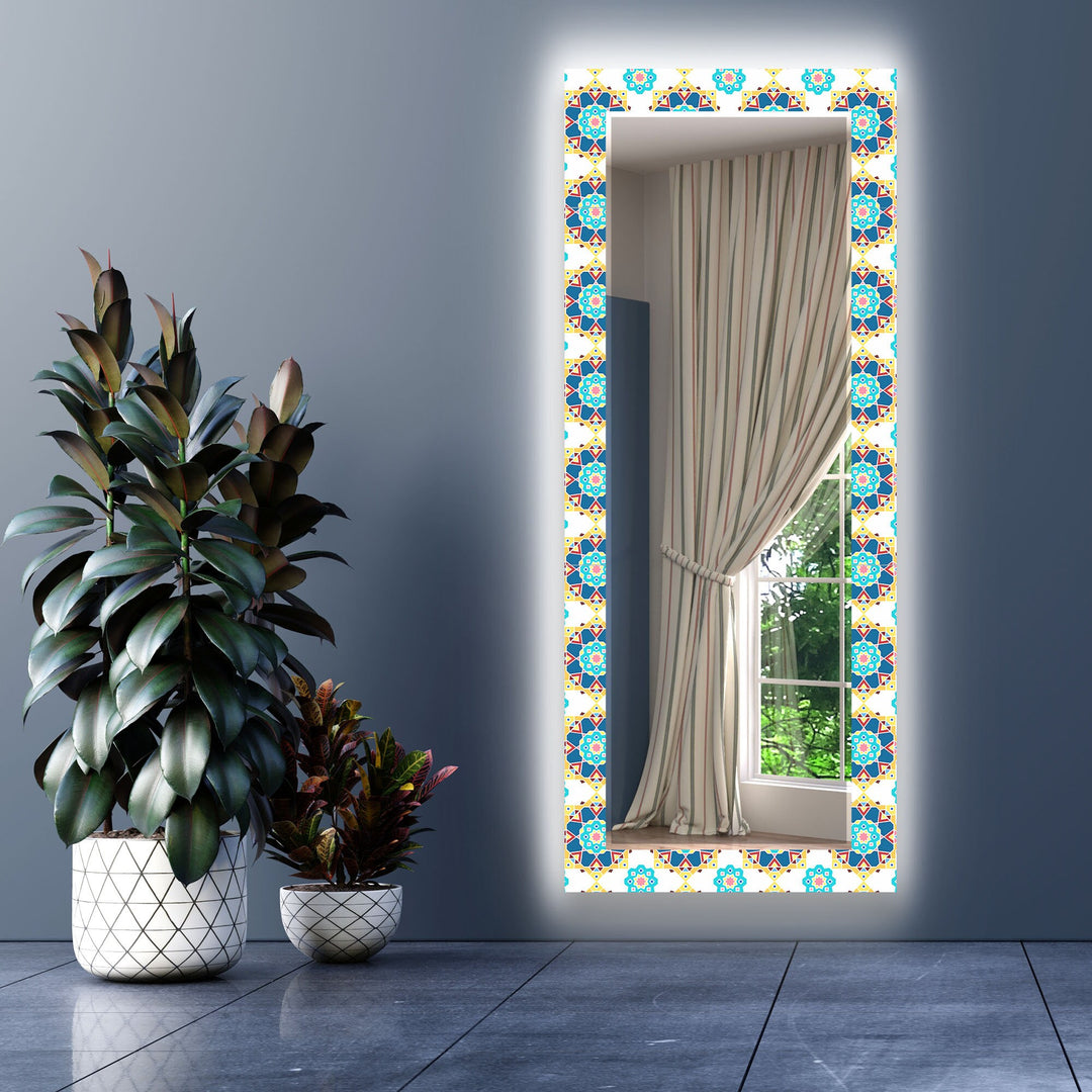 Mosaic White & Green Wall Mirror oversized wall mirrors
