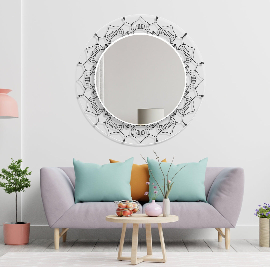 Transparent Black Round Wall Mirror led mirrors
