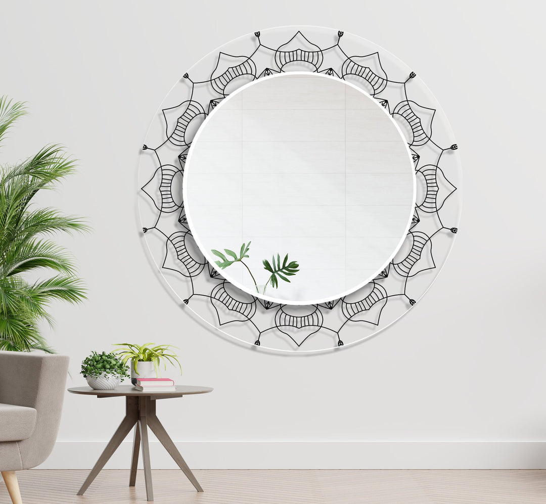 Transparent Black Round Wall Mirror decorative mirrors   
