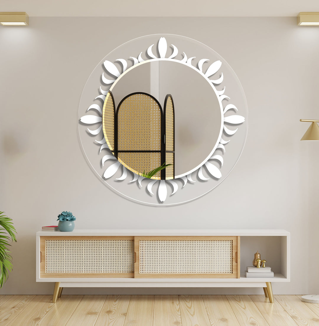 Transparent White Round Wall Mirror oversized wall mirrors
