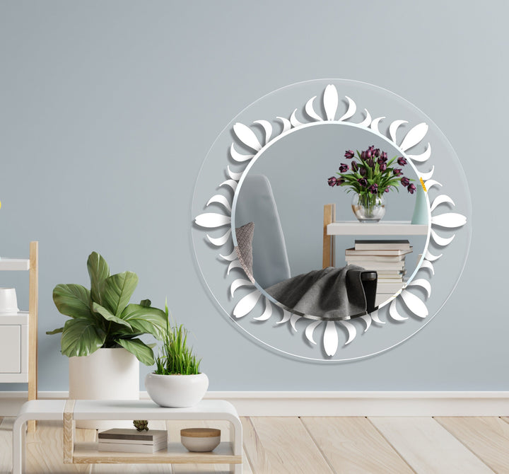 Transparent White Round Wall Mirror large living room mirror
