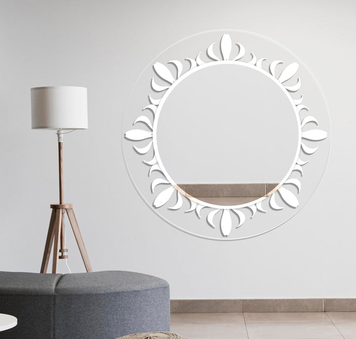 Transparent White Round Wall Mirror lighted mirror
