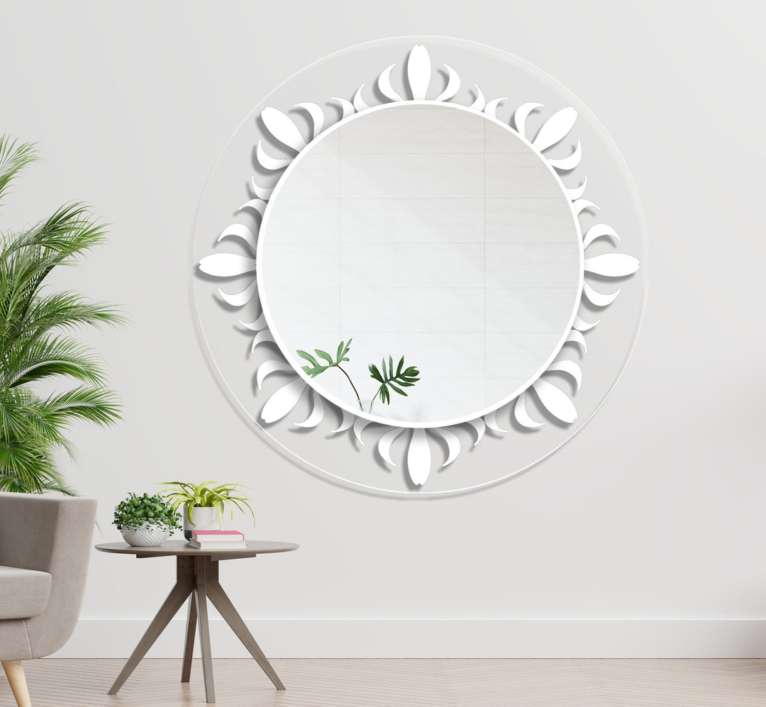 Transparent White Round Wall Mirror led mirrors
