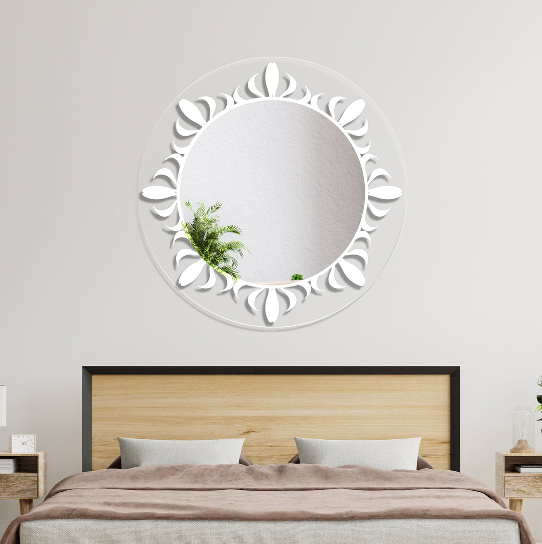 Transparent White Round Wall Mirror backlit mirror
