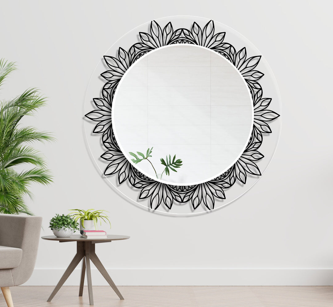 Transparent Round Black Wall Mirror Gold Mirror
