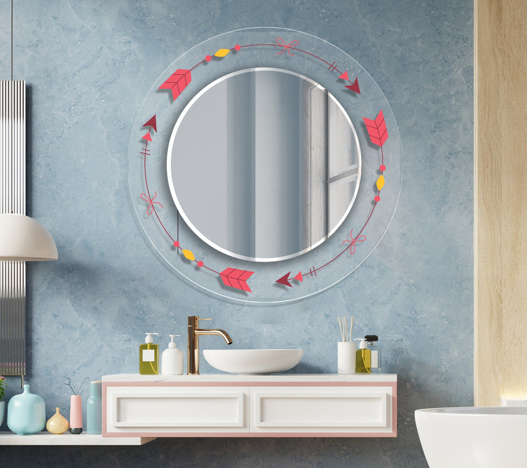 Transparent Arrow Round Wall Mirror mirror with frame
