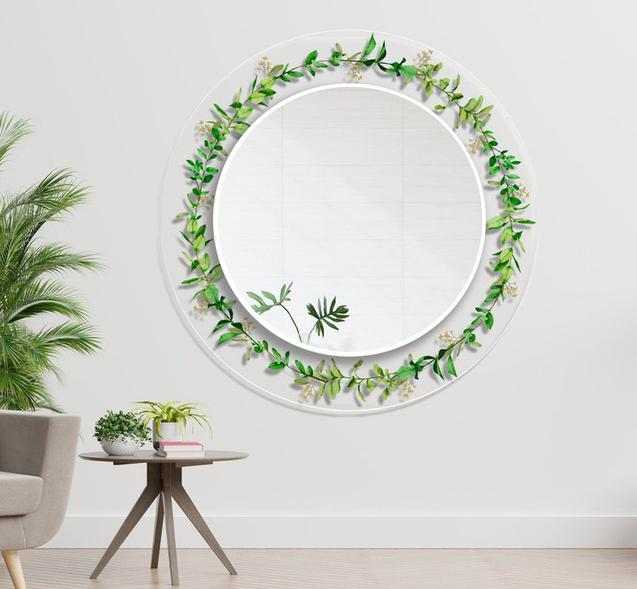 Transparent Green Round Wall Mirror Dining Room Wall Mirror
