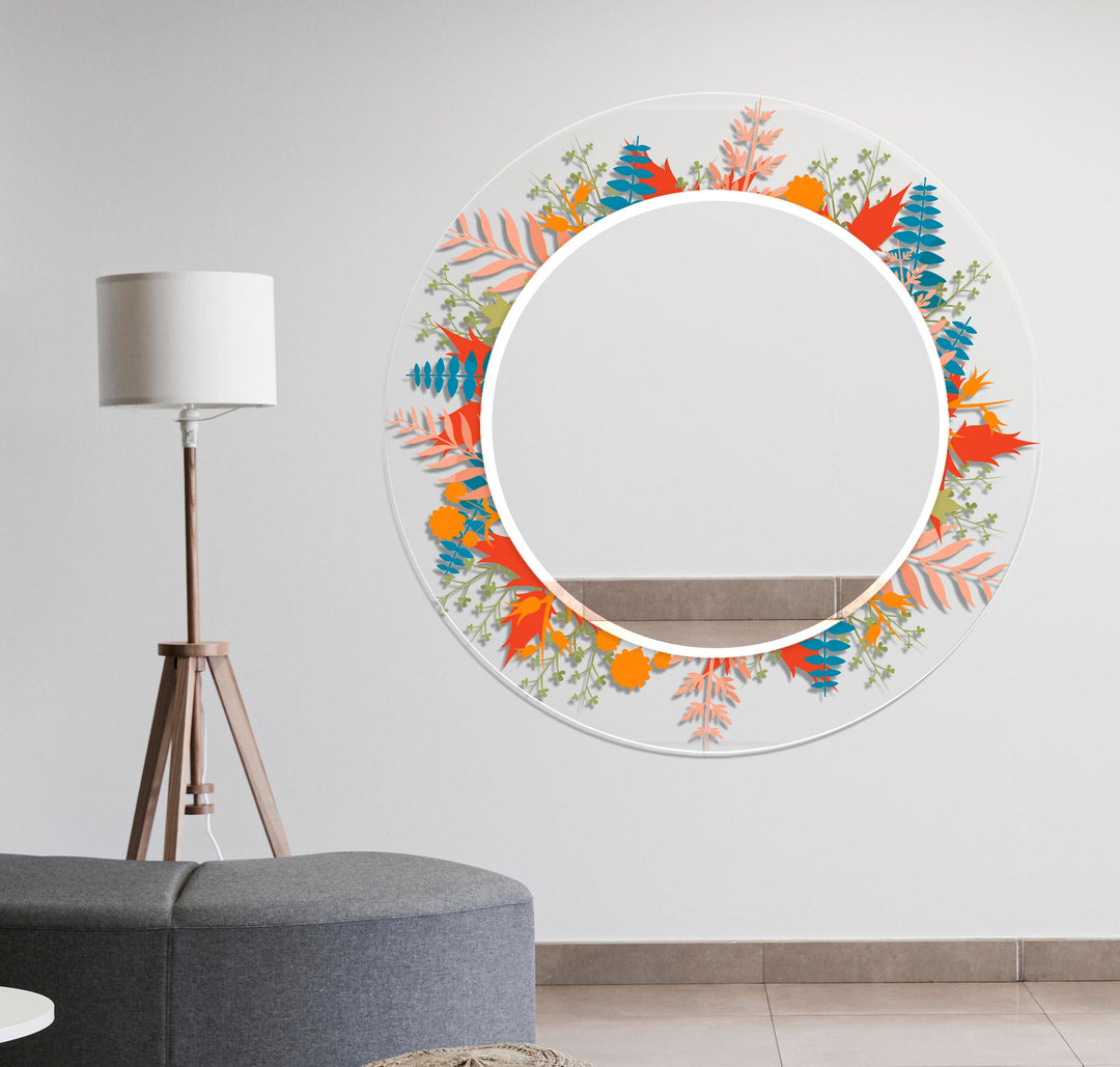 Transparent Orange Round Wall Mirror Rectangle Mirror
