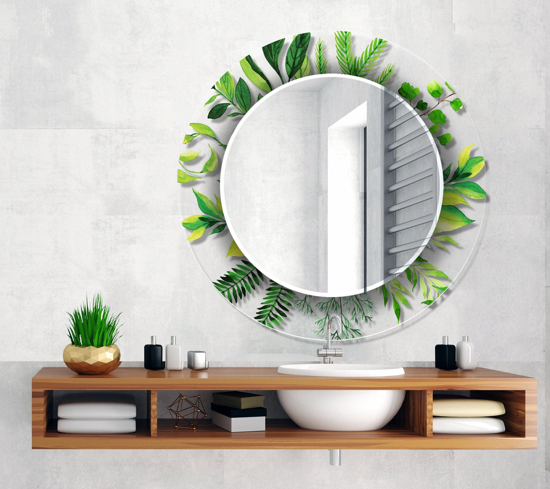 Transparent Green Tropical Round Wall Mirror Round Wall Mirror
