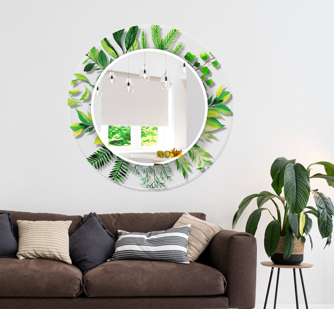 Transparent Green Tropical Round Wall Mirror Rectangle Wall Mirror
