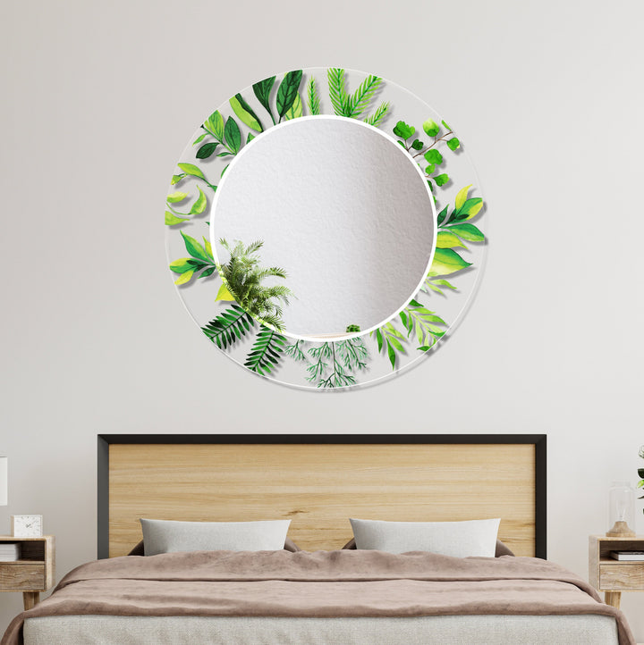 Transparent Green Tropical Round Wall Mirror Red Mirror
