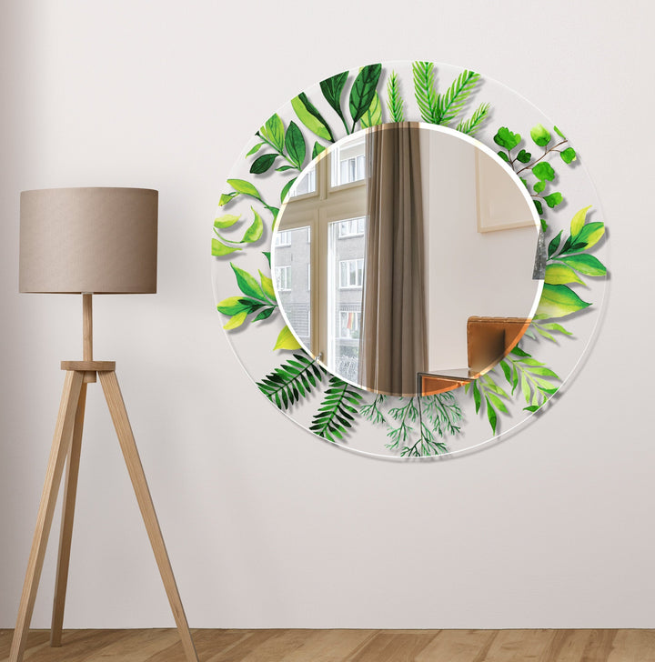 Transparent Green Tropical Round Wall Mirror Small Wall Mirror
