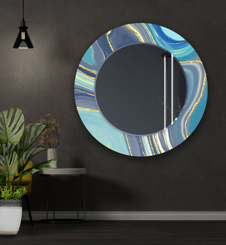 Abstract Blue Wall Mirror long mirror
