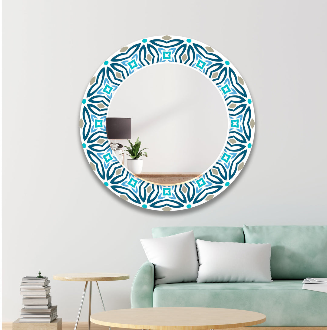 Mosaic Round Blue Wall Mirror unique mirrors
