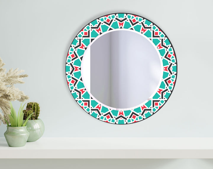 Mandala Green Round Wall Mirror Red Mirror
