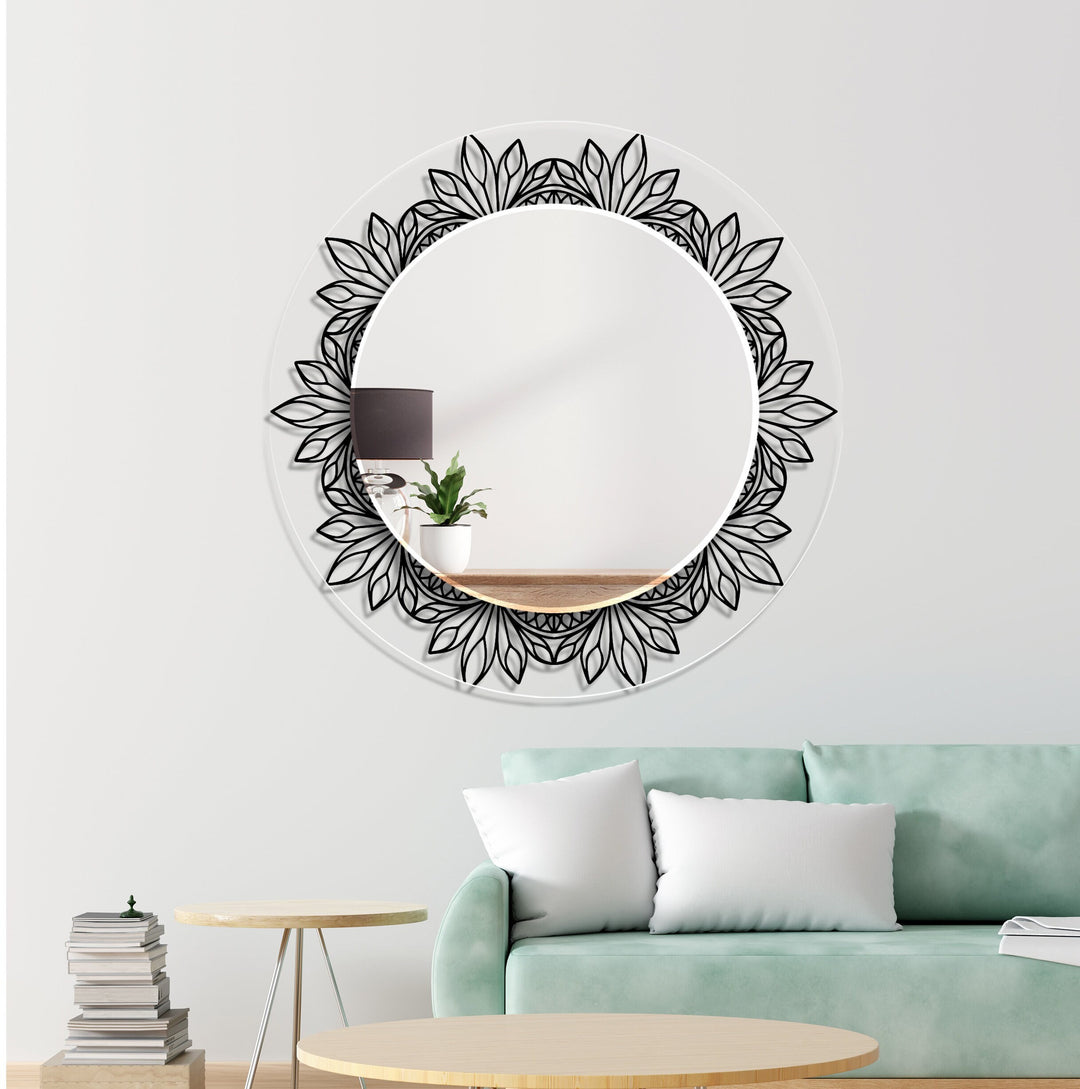 Transparent Round Black Wall Mirror large mirror
