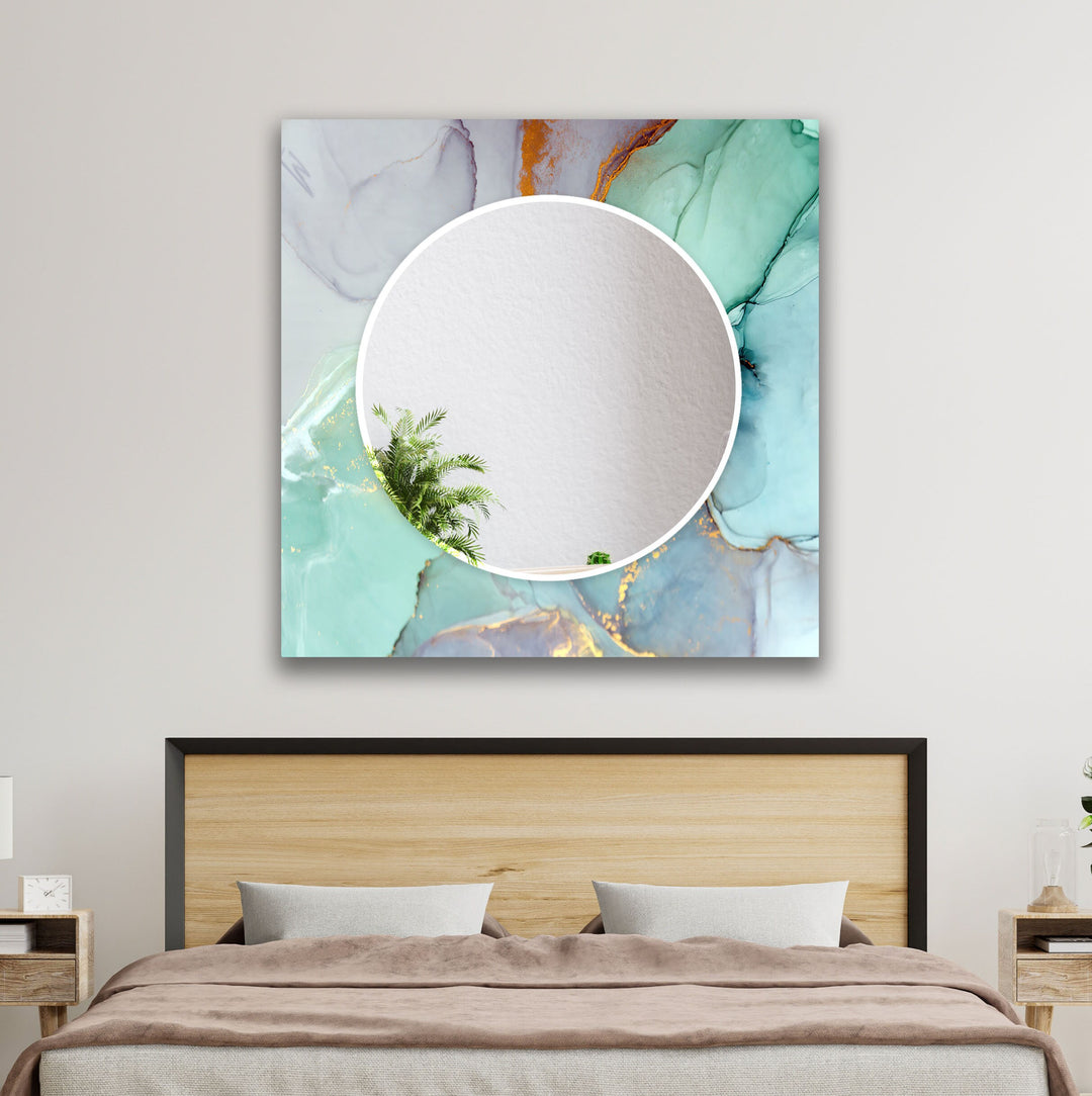 Marble Light Green Round Wall Mirror Mosaic Mirror 
