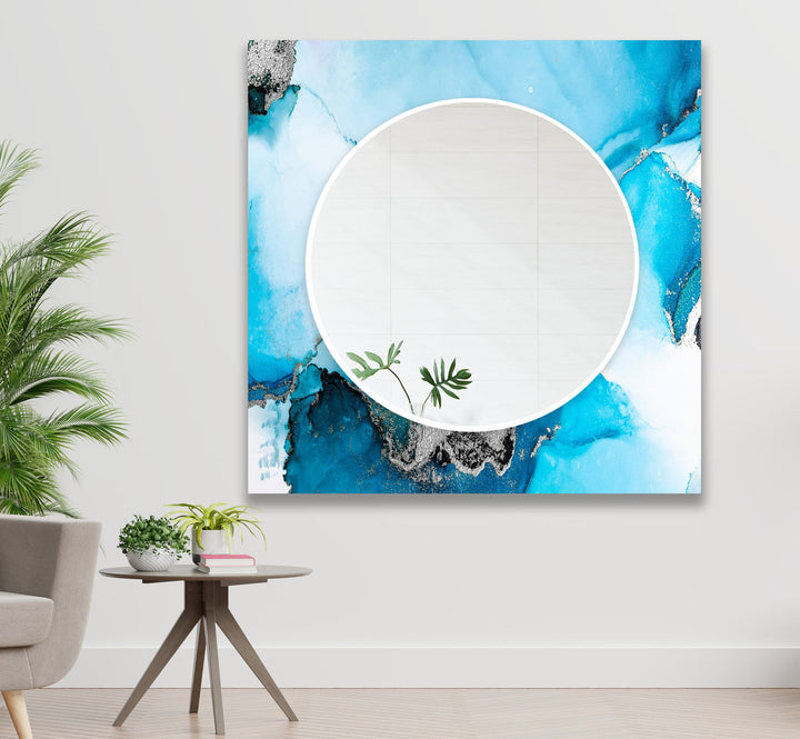 Light Blue and White Wall Mirrors Entryway Mirror
