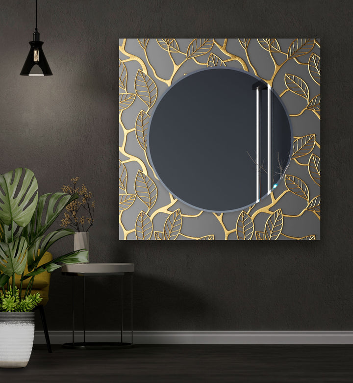 Gold Leaves Wall Mirror Long Wall Mirror
