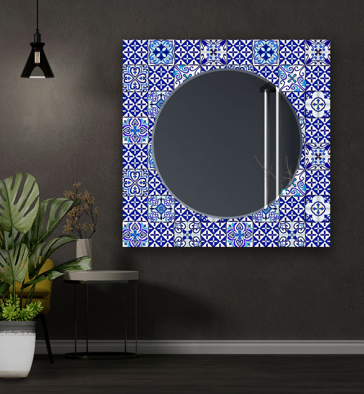 Blue Majestic Mosaic Wall Mirror Framed Mirror dining room mirror

