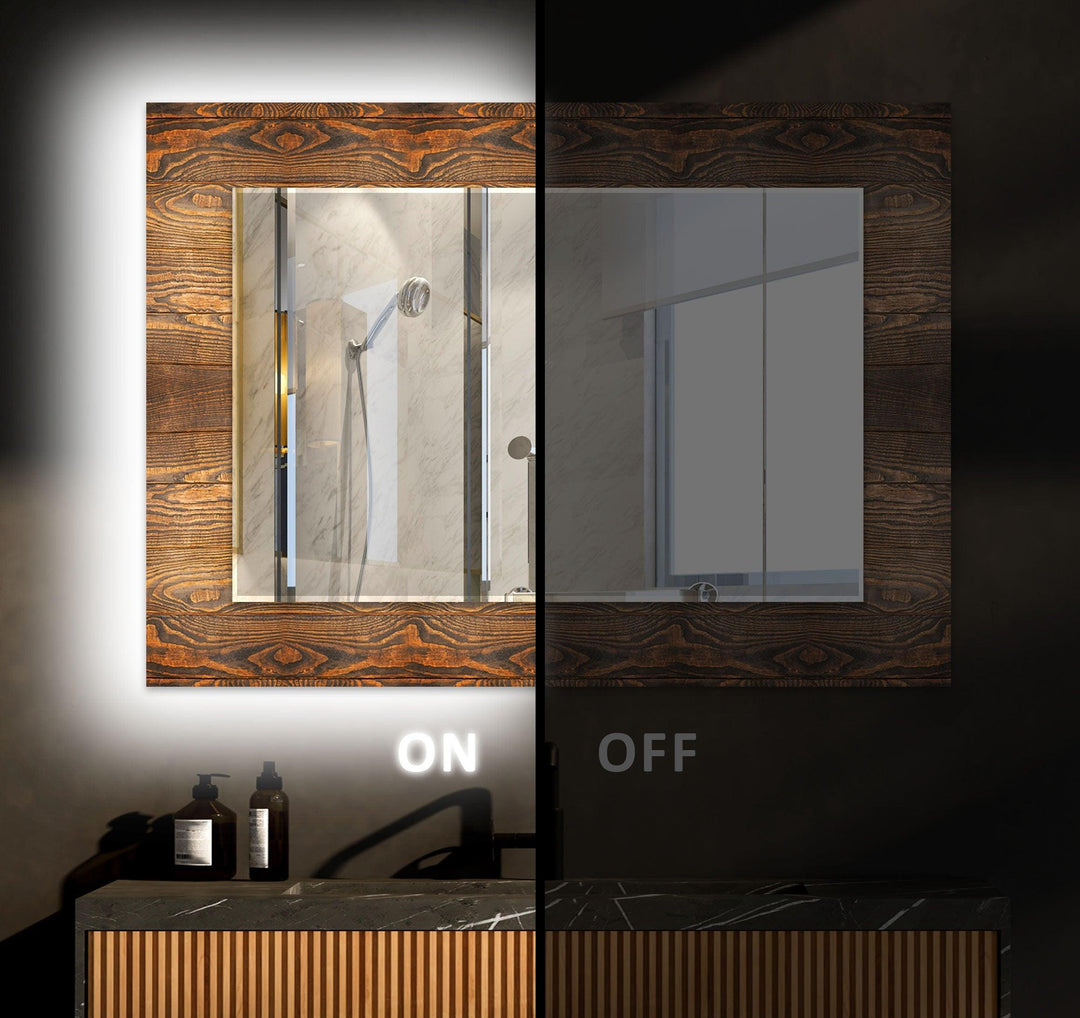 Dark Wood Design Wall Mirror Wood Mirror
