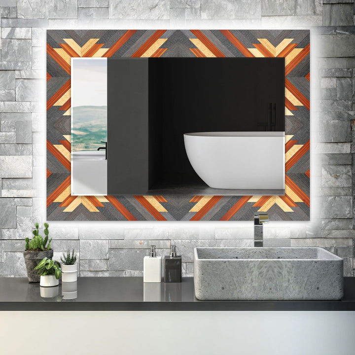 Wood Pattern Black Wall Mirror large wall mirror
