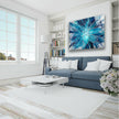 Stained Silver and Blue Flower Tempered Glass Wall Art - MyPhotoStation
