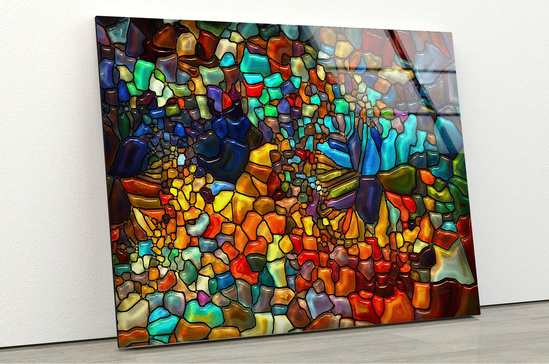 Colorful Mosaic Tempered Glass Wall Art - artdesigna glass wall art