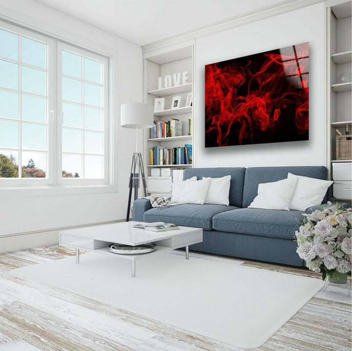 Red Smoke Abstract Tempered Glass Wall Art - MyPhotoStation