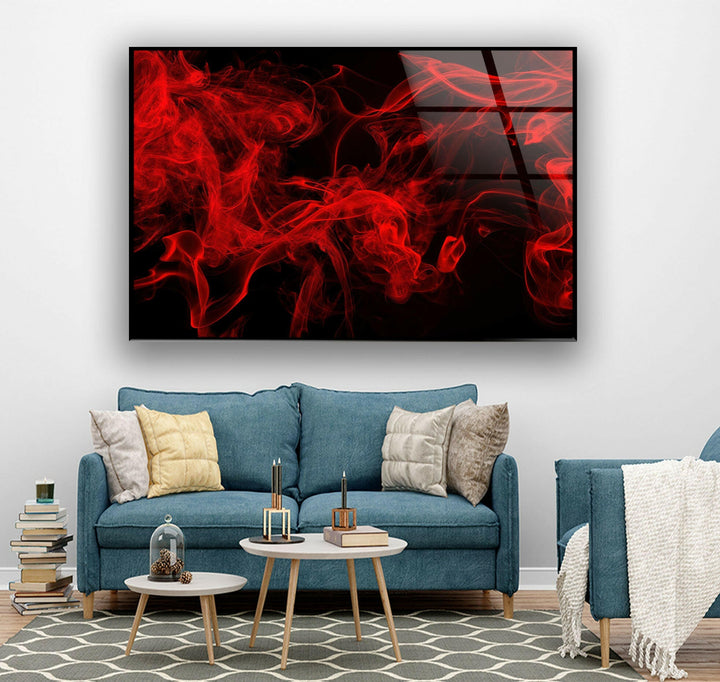 Red Smoke Abstract Tempered Glass Wall Art - MyPhotoStation