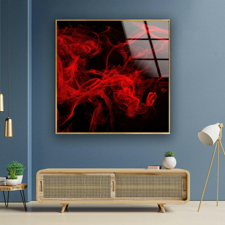 Red Smoke Abstract Tempered Glass Wall Art - MyPhotoStation