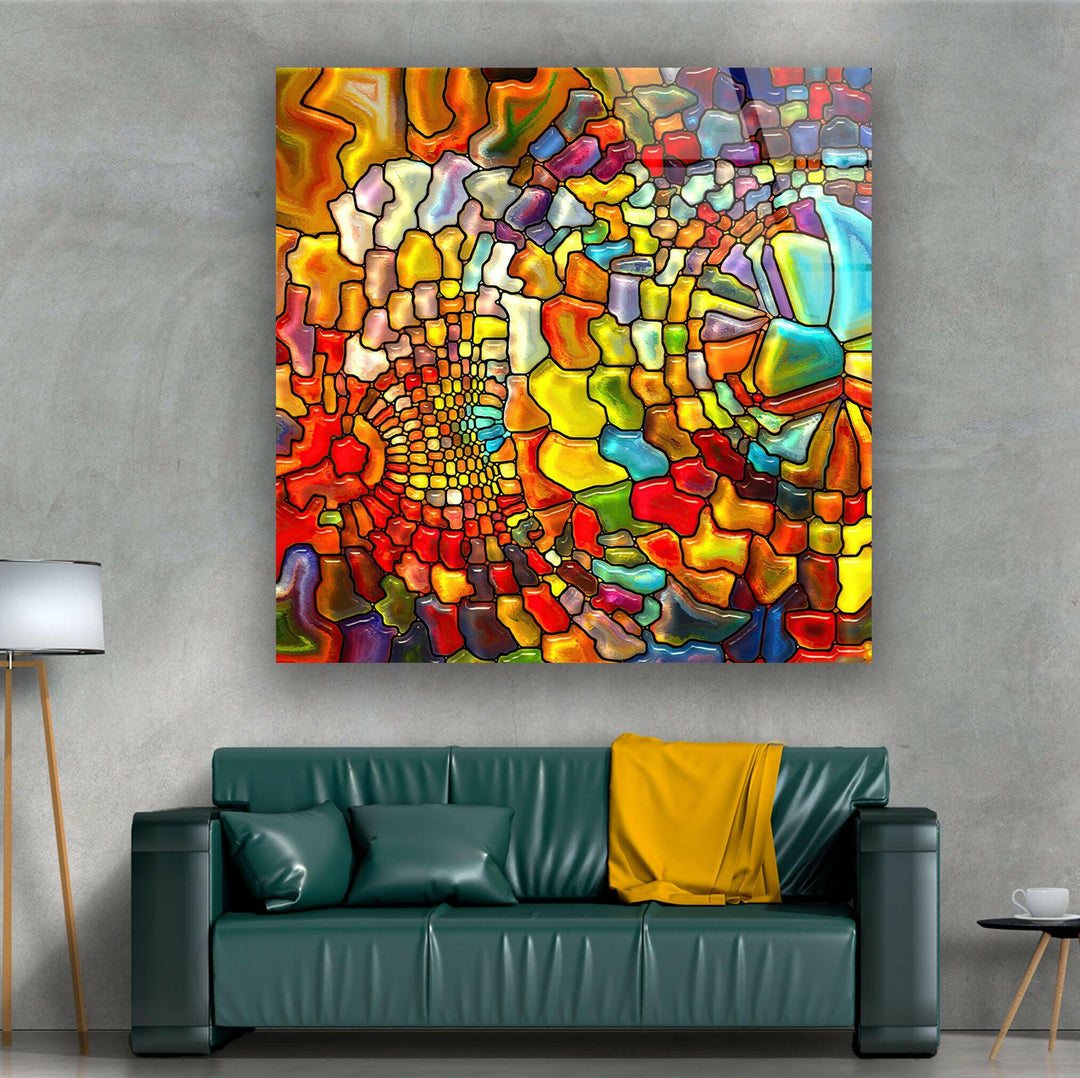 Colorful Mosaic Stained Glass Wall Art Glass Printing Wall Art, Print photos on glass