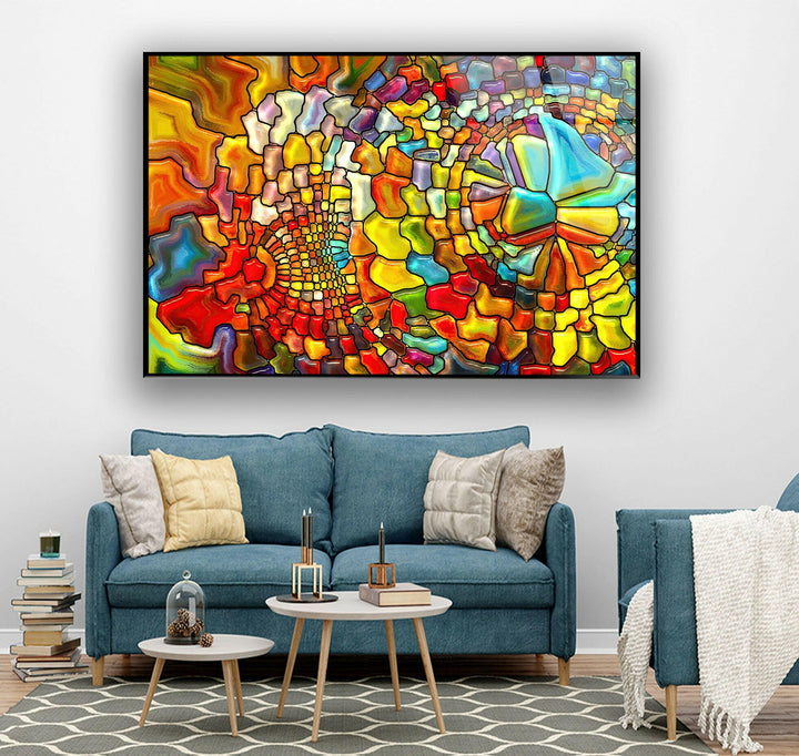 Colorful Mosaic Stained Glass Wall Art photo print on glass, prints on glass wall art