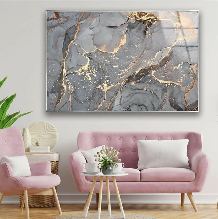 Gray Marble Art Tempered Glass Wall Art - MyPhotoStation